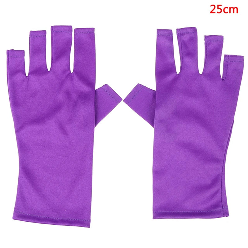 "Ultimate UV Protection Open-Toed Gloves for Flawless Nail Art - 1 Pair (25/40Cm)"