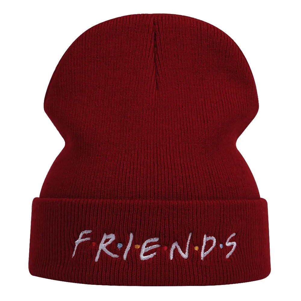 Unisex FRIEND Letter Embroidery Beanies Autumn Winter Warm Hat Hip Cap Beanie Hat Caps for Women Men