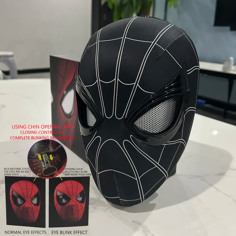 Mascara Spiderman Headgear Mask Cosplay Moving Eyes Electronic Mask Spider Man 1:1 Remote Control Elastic Toys Adults Kids Gift