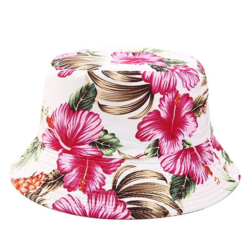 Flower Print Bucket Hat Reversible Fisherman Hat Women Men Outdoor Travel Sun Hat Panama Bucket Cap Hats for Girl