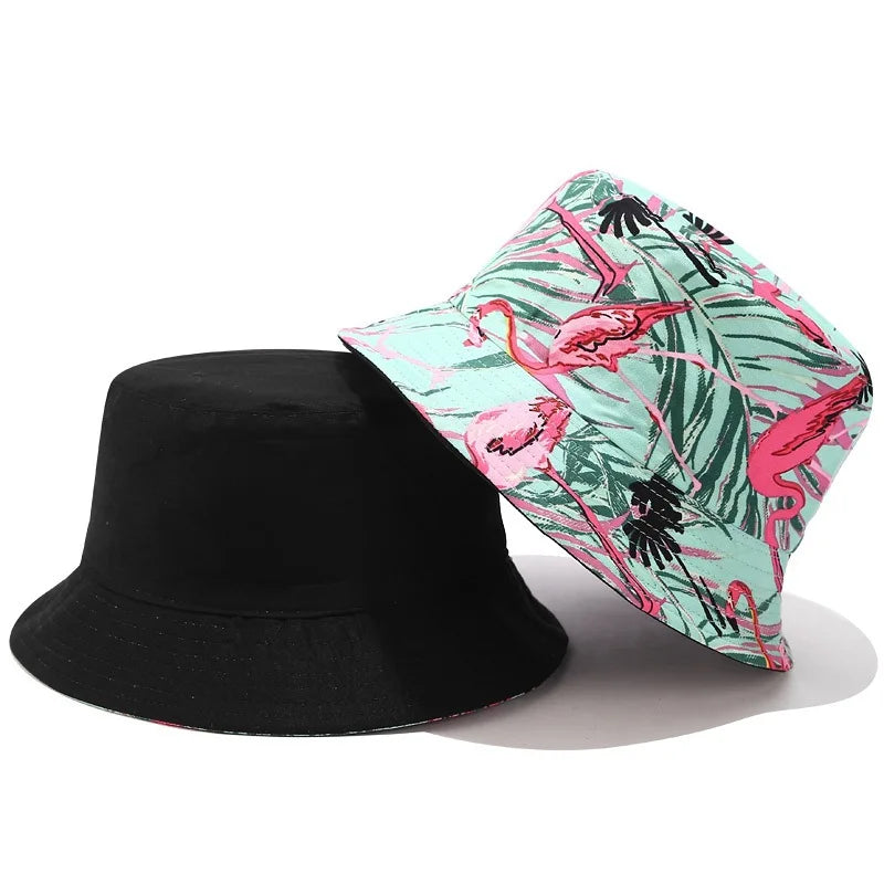 Flower Print Bucket Hat Reversible Fisherman Hat Women Men Outdoor Travel Sun Hat Panama Bucket Cap Hats for Girl