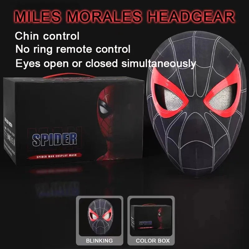 Mascara Spiderman Headgear Mask Cosplay Moving Eyes Electronic Mask Spider Man 1:1 Remote Control Elastic Toys Adults Kids Gift